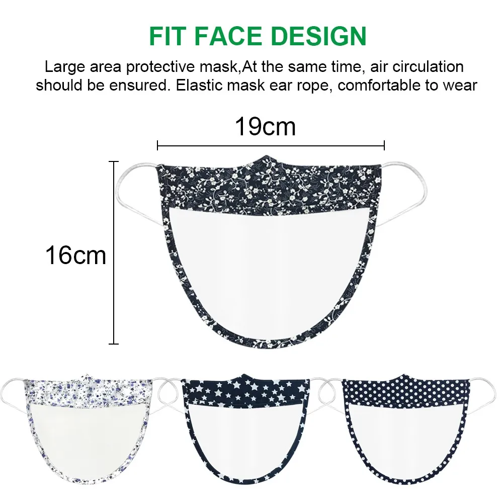 

Mini Shield Washable Reusable Face Mouth Masks 1pc Unisex Comfortable Printed Face Shield Transparent Pet Visual Mask Mascarilla