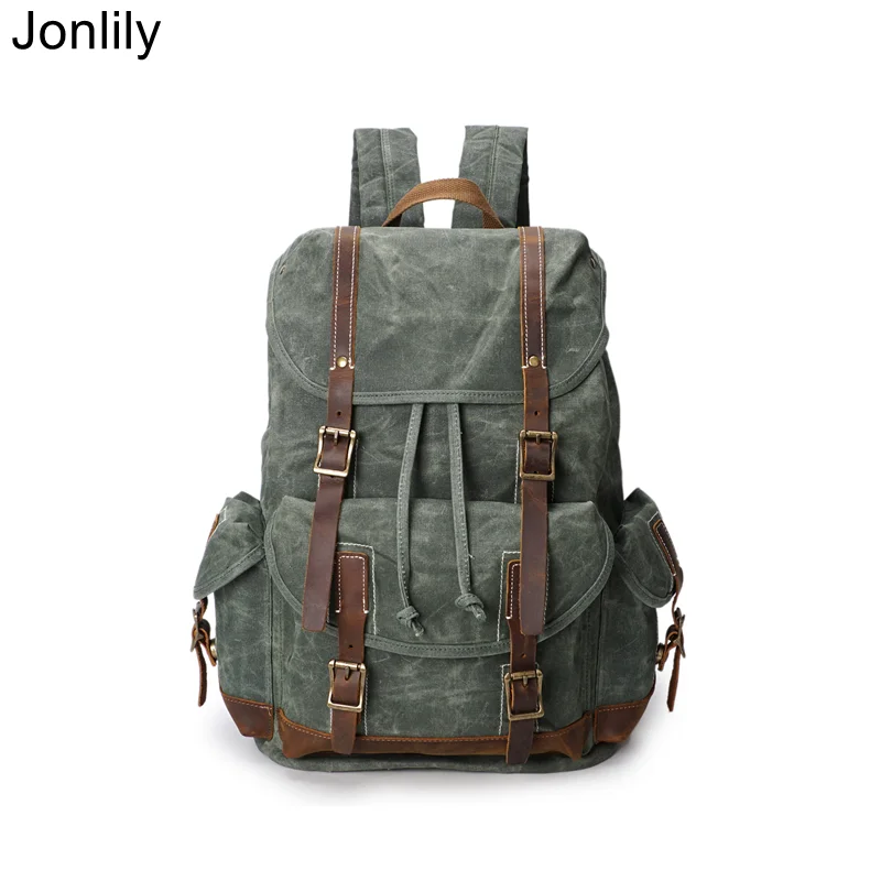 Винтажный холщовый рюкзак унисекс Jonlily повседневный восковой водонепроницаемый