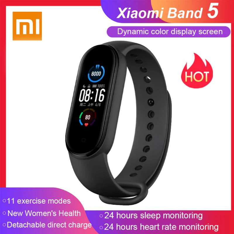1 &quotОригинальный Смарт браслет Xiaomi Mi Band 5 AMOLED экран смарт Браслет фитнес трекер
