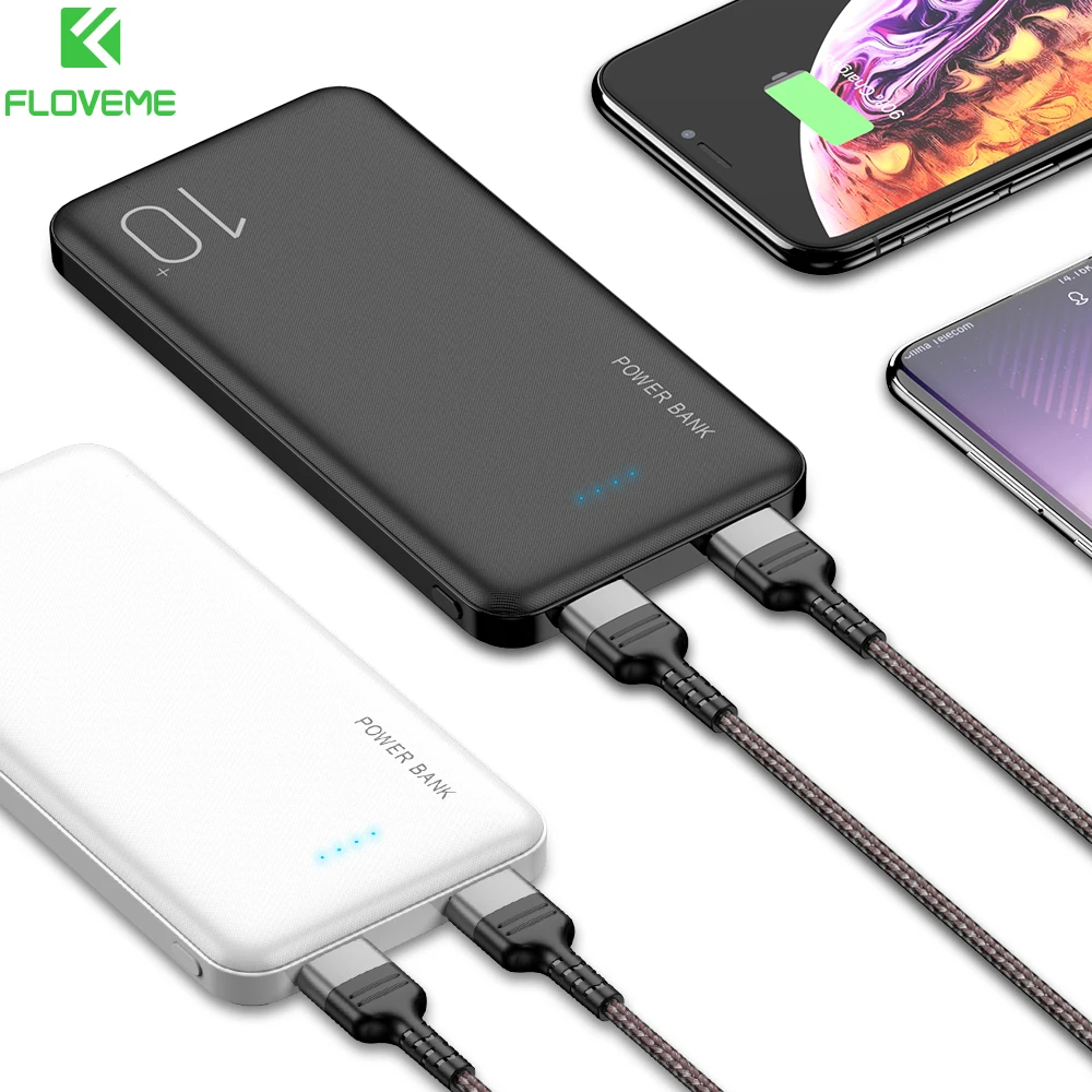 FLOVEME power Bank 10000 мАч power bank для Xiaomi Mi iphone два порта Usb портативное зарядное устройство Внешний аккумулятор тонкий повербанк внешний аккумулятор повербанквнешний аккумулятор