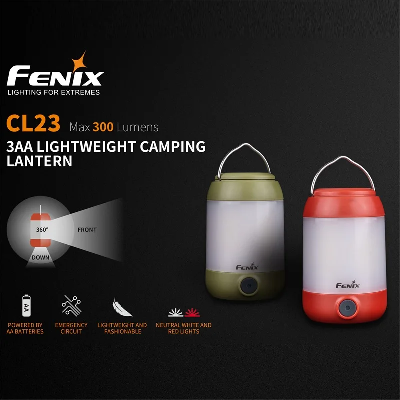 Нейтральный белый и красный светодиодный фонарь Fenix CL23 для кемпинга яркий