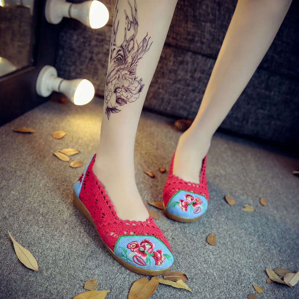 Veowalk/дышащие женские летние балетки с цветочной вышивкой на плоской подошве