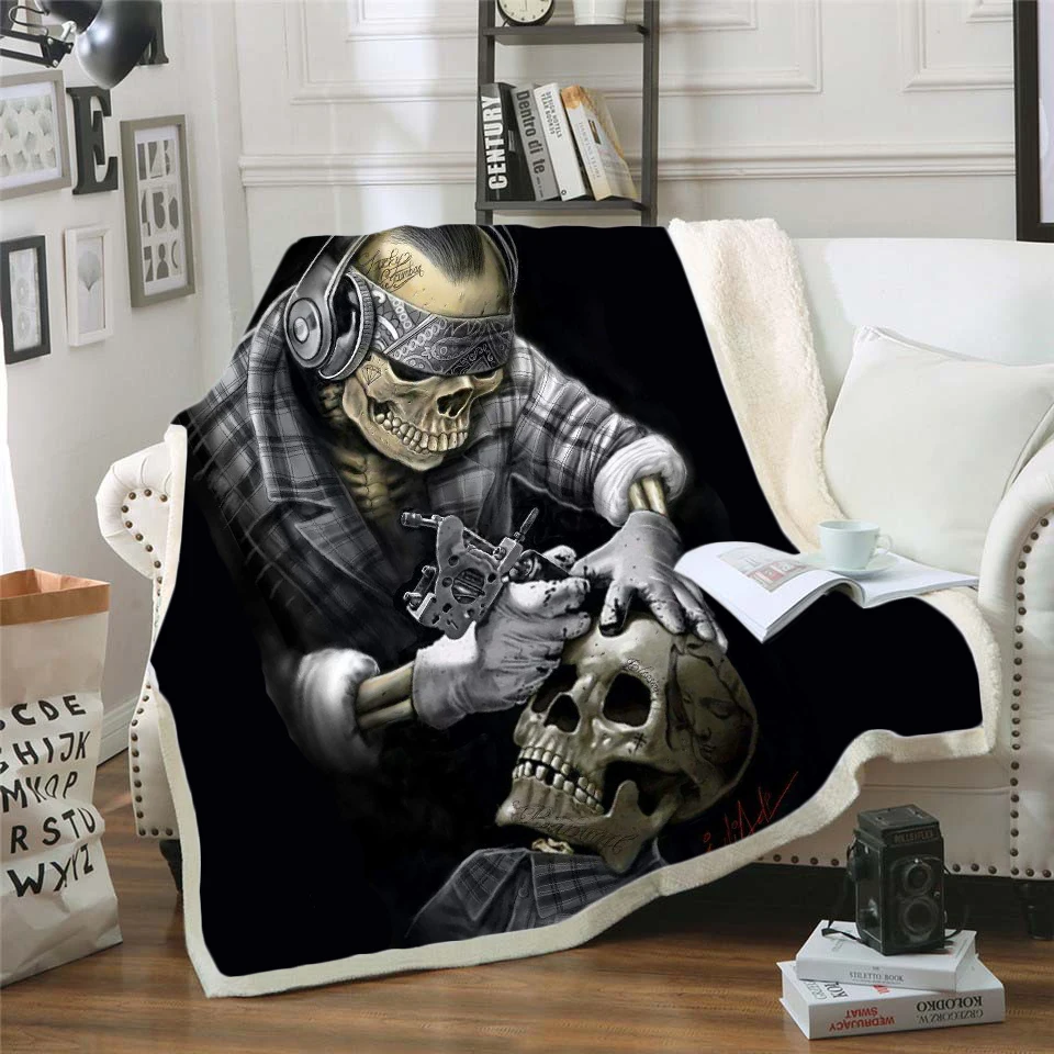Одеяло флисовое в готическом стиле для кровати модное покрывало с 3d рисунком