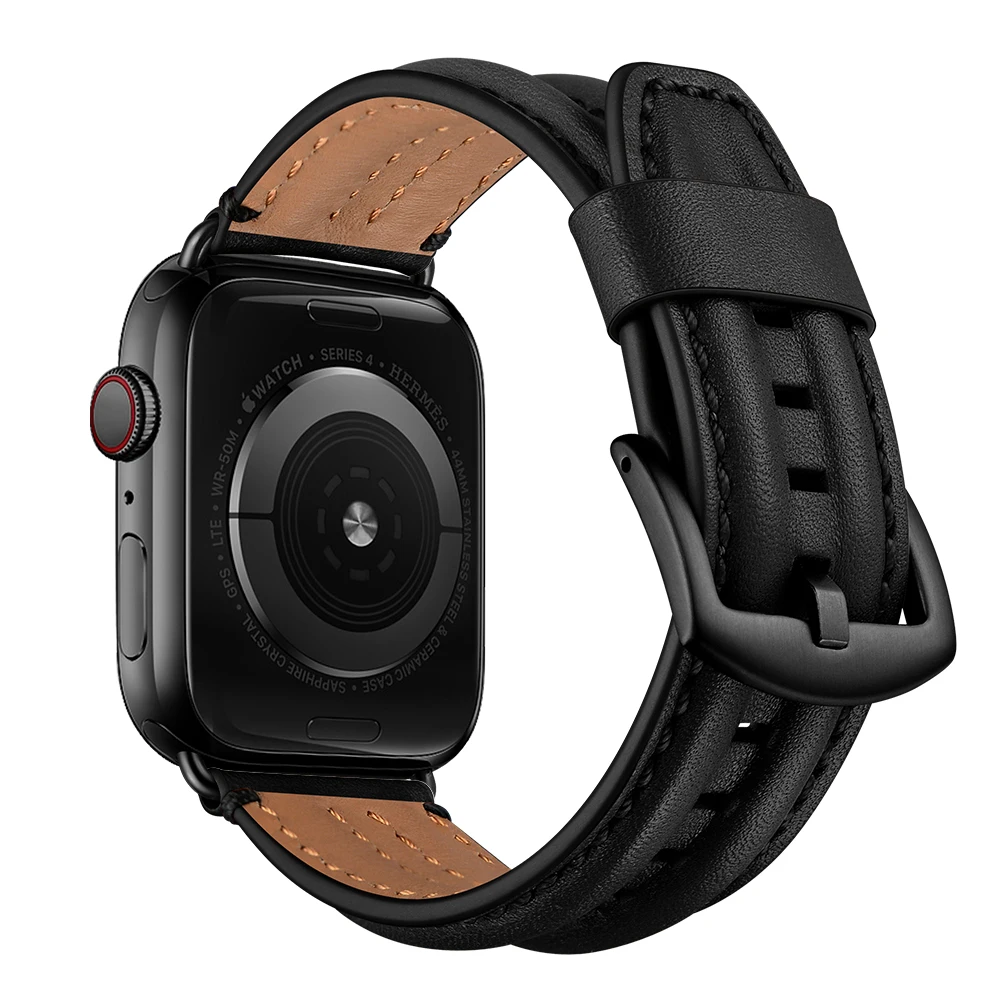 Ремешок из натуральной кожи для Apple Watch 5 Band 40 мм 44 роскошный сменный Браслет iWatch4 3 2