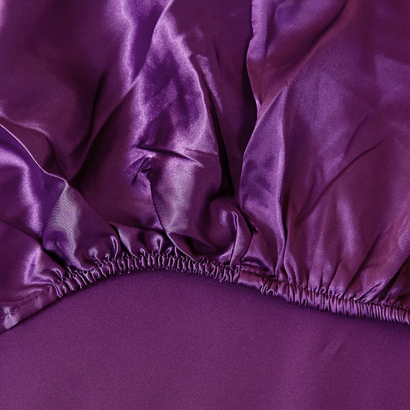

Luxury bedspreads for double bed Satin Silk Fitted Sheet Mattress Cover With Elastic Band Adjustable Bottom Sheet For Adult Pure