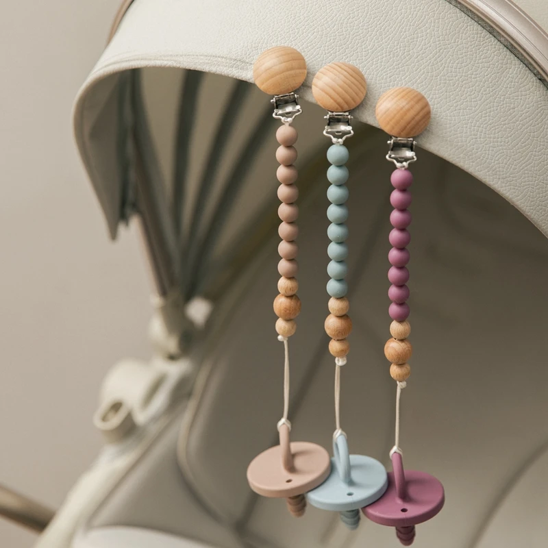 

Infant Dummy Pacifier Clips Set Solid Color Silicone Dummy Clips Teething Holder Chains Baby Nursing Toy Set