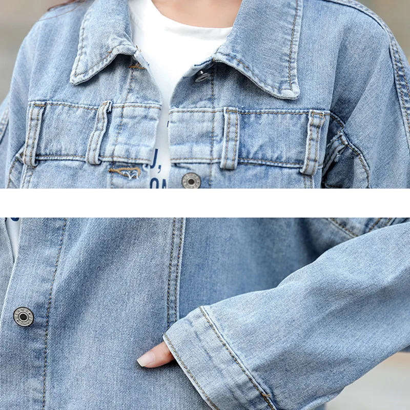 Винтажная женская джинсовая куртка бойфренда оверсайз с большими карманами 2020