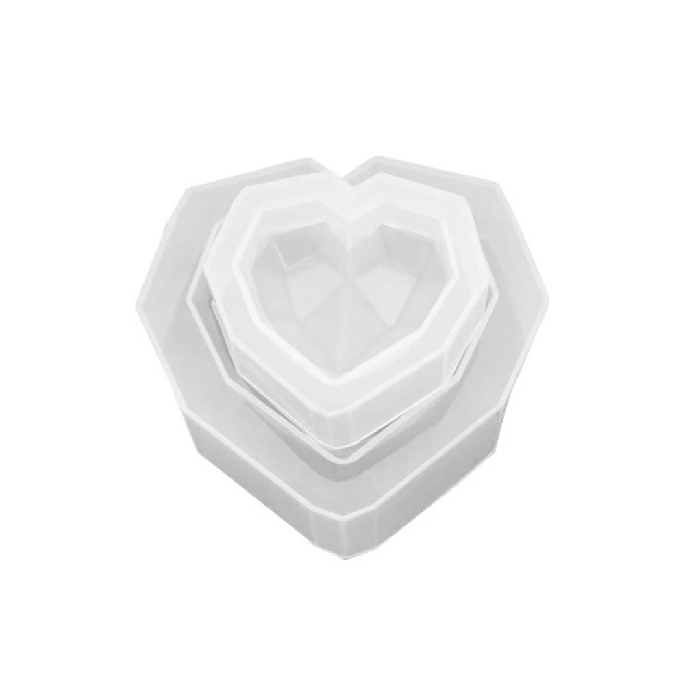 Силиконовая форма для торта 3D формочка в форме сердца с бриллиантами выпечки