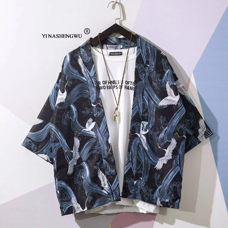 Yukata Женские кимоно кардиган для мужчин традиционное японское кимоно унисекс Harajuku пляжная свободная тонкая рубашка Азиатский японский костюм для косплея