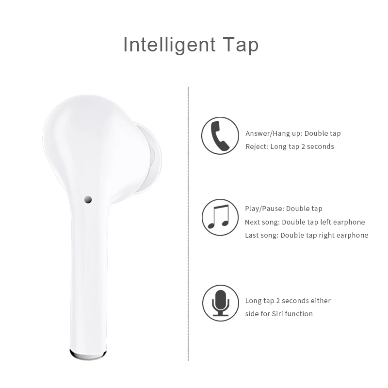 

TWS Bluetooth 5.0 Wireless Headphones True Stereo Headset Touch Control Waterproof Noise Cancellation with Microphone