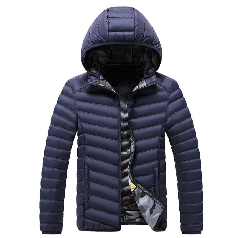 

PARKLEES 2021 Winter Down Striped Men Parkas Warm Waterproof Windproof Puffer Jacket Hooded Plus Size Hoodies Quilted Coats