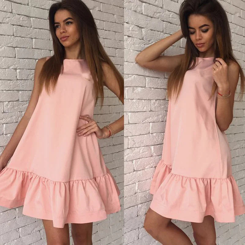 

Ruffled Fishtail Sleeveless A-line Dress Casual Beach Party Chiffon Dress Summer Fashion Mini Sexy Red Dress Boho Dress