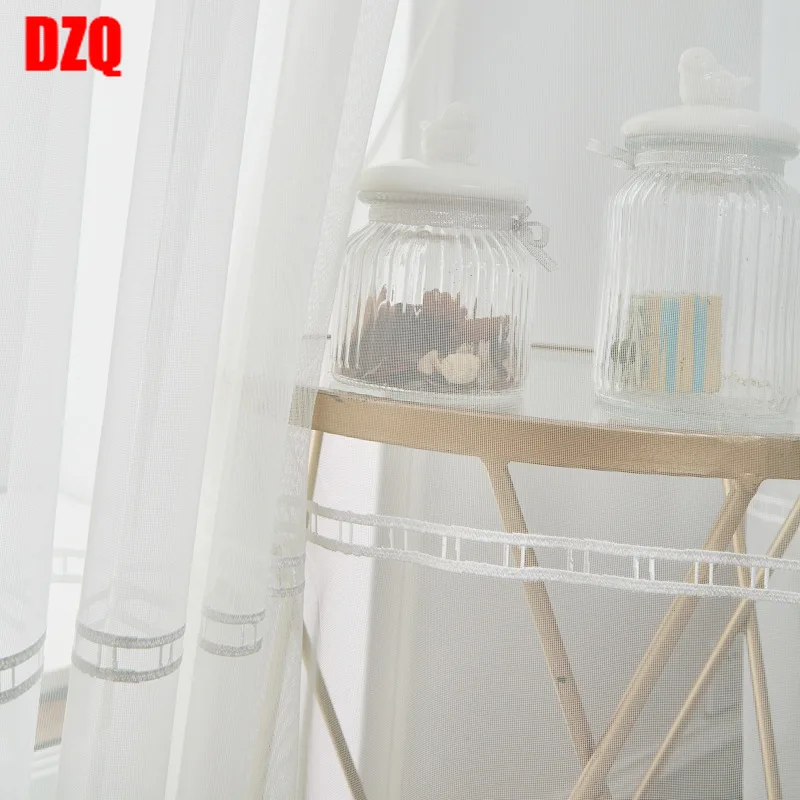 

White Lace Tulle Curtains for Bedroom Living Room Modern Embroidery Sheer in Kitchen Window Treatments Hotel Decoration Custom