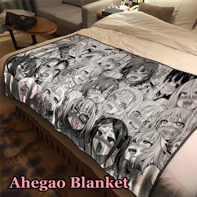 Одеяло Ahegao 2 размера Фланелевое теплое мягкое плюшевое покрывало на диван