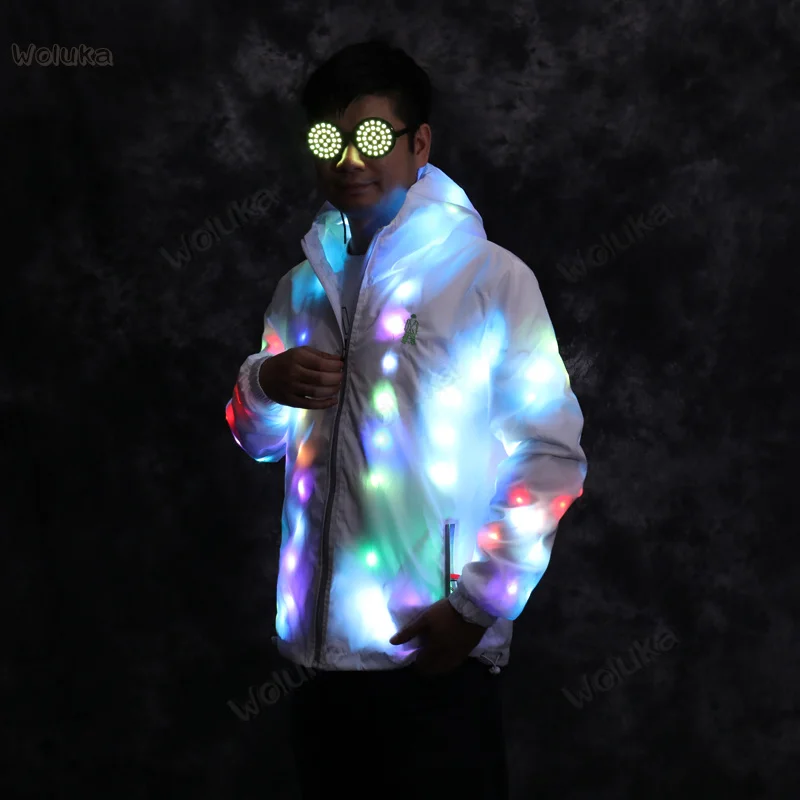 Светодиодная светящаяся одежда сетчатая Красная парная куртка Повседневная