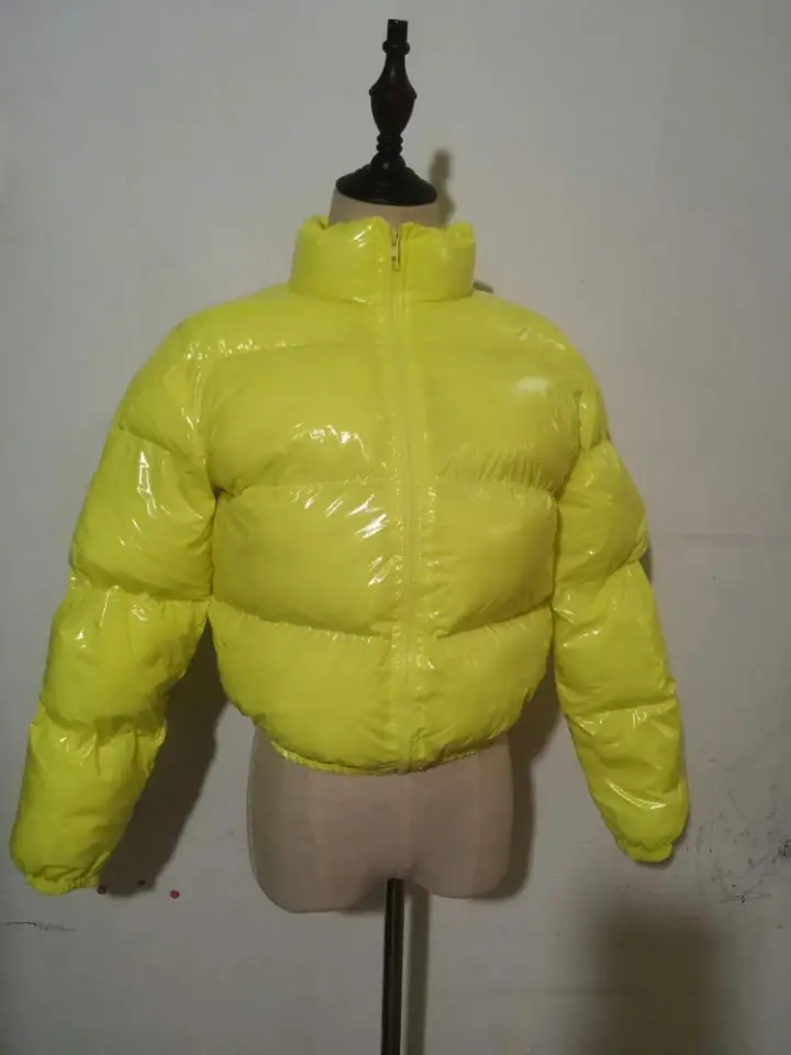 2021 Fashion Bright Color Winter Short Padded Jacket Women Cropped Puffer Parka Outwear Thick Bubble Coat Fashion Streetwear