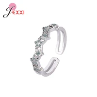 high quality statement 925 sterling silver fashion adjustable open cz stars ring for women temperament jewelry accessories gift