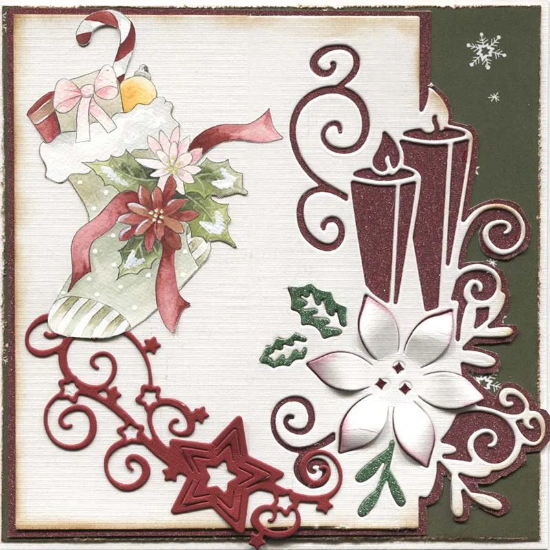 Металлические Вырубные штампы Рождественская свеча вырезанная форма украшение