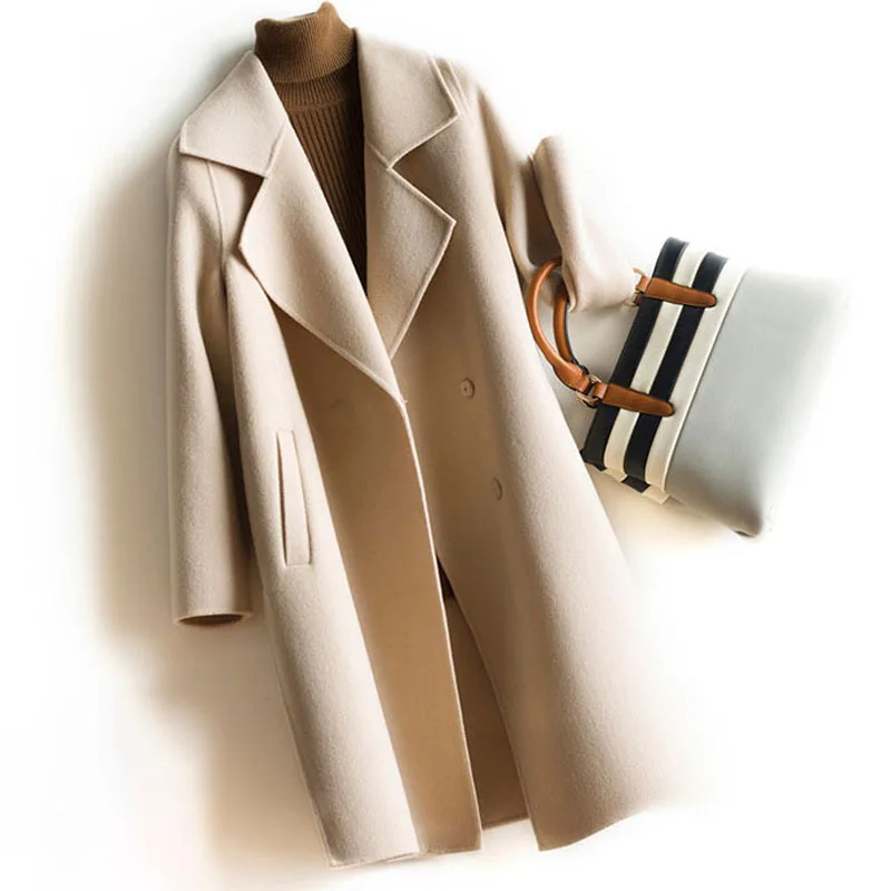 100% натуральное шерстяное пальто женская шерстяная куртка с бортами одежда весна
