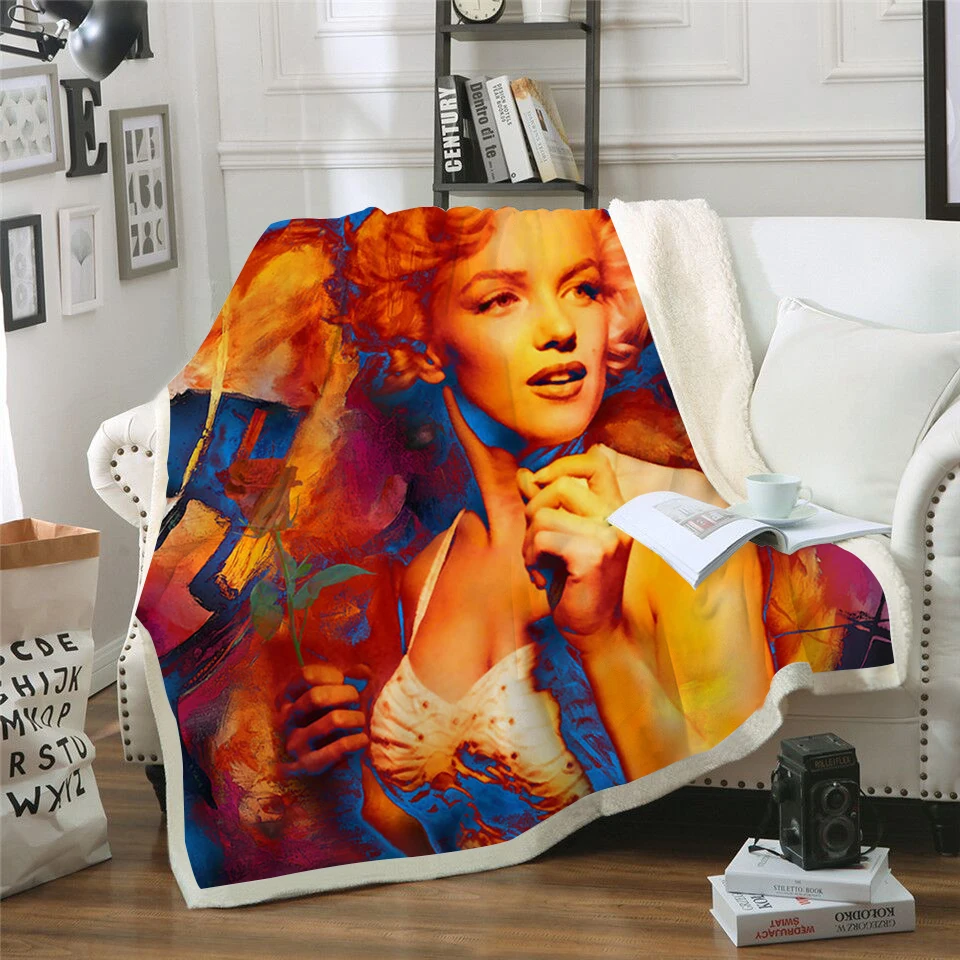 

Marilyn Monroe 3d printed fleece blanket for Beds Hiking Picnic Thick Quilt Fashionable Bedspread Sherpa Throw Blanket style-3