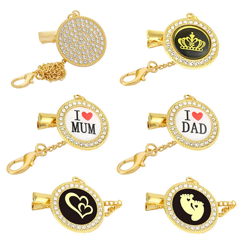 

Rhinestone Baby Pacifier Clips Chain Bling Bling Pacifier Holder Baby Soother Chain Infant Nipple Baby Shower Gifts 1 PCS