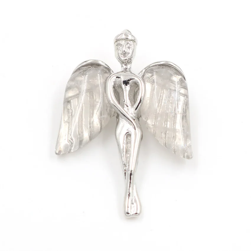 Камень Аметист посеребренный ангел крыло кулон рок кристалл для Рождественский