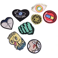 1pcs punk heart love eyes patches fine embroidered robot iron on patches clothes fist patch space medicine badges accessories