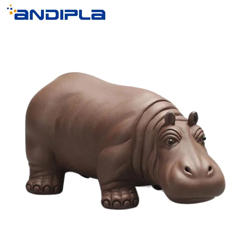 Аутентичные Yixing фиолетовая глина бутика Hippo чайные животные для украшения