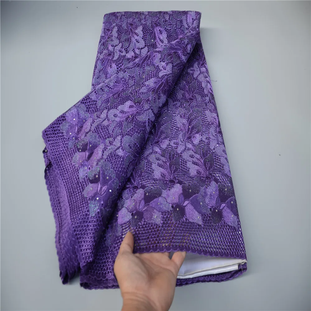 

Latest Swiss Voile African Lace Fabric 5 Yards High Quality 100% Cotton Embroidery Nigerian Party Gown Sew Material 2022 PS919