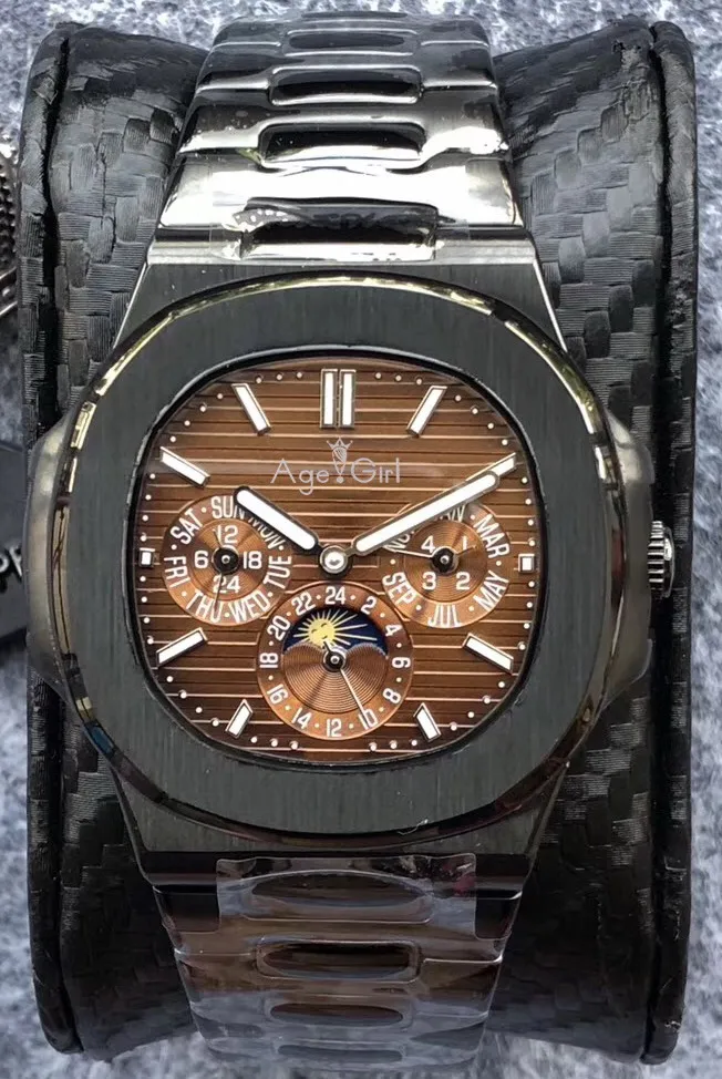 

Luxury New Automatic Mechanical Men Watch Sapphire DayDate Transparent Moon Phase Watches Full Black Blue Grey White AAA+