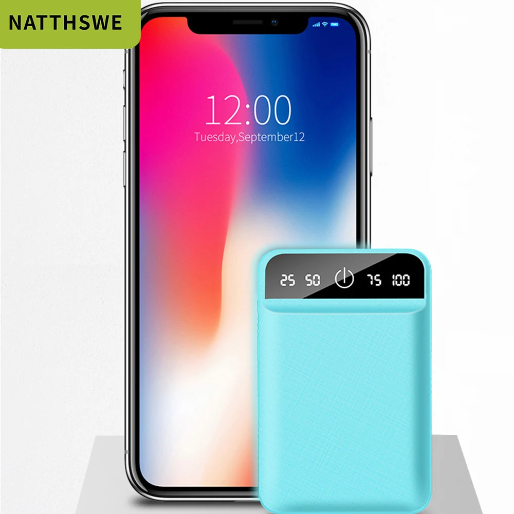 NATTHSWE Power Bank 10000mAh For Xiaomi Mi 2 USB PowerBank Portable Charger External Battery Poverbank iPhone X XS Huawei | Мобильные