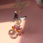 Хрустальная металлическая бабочка, подвесной светильник Ловец Радуги для окон, шторы, подвесные украшения для дома, сада, автомобиля, подарок