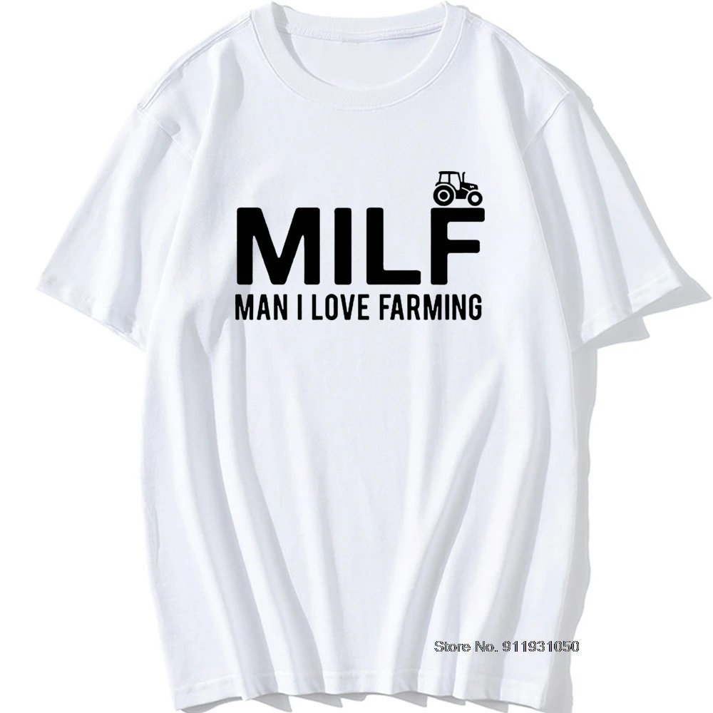 

MILF Man I Love Farming T Shirt Men Casual Cotton Short Sleeve Funny Mans Farm Farmer T-shirt