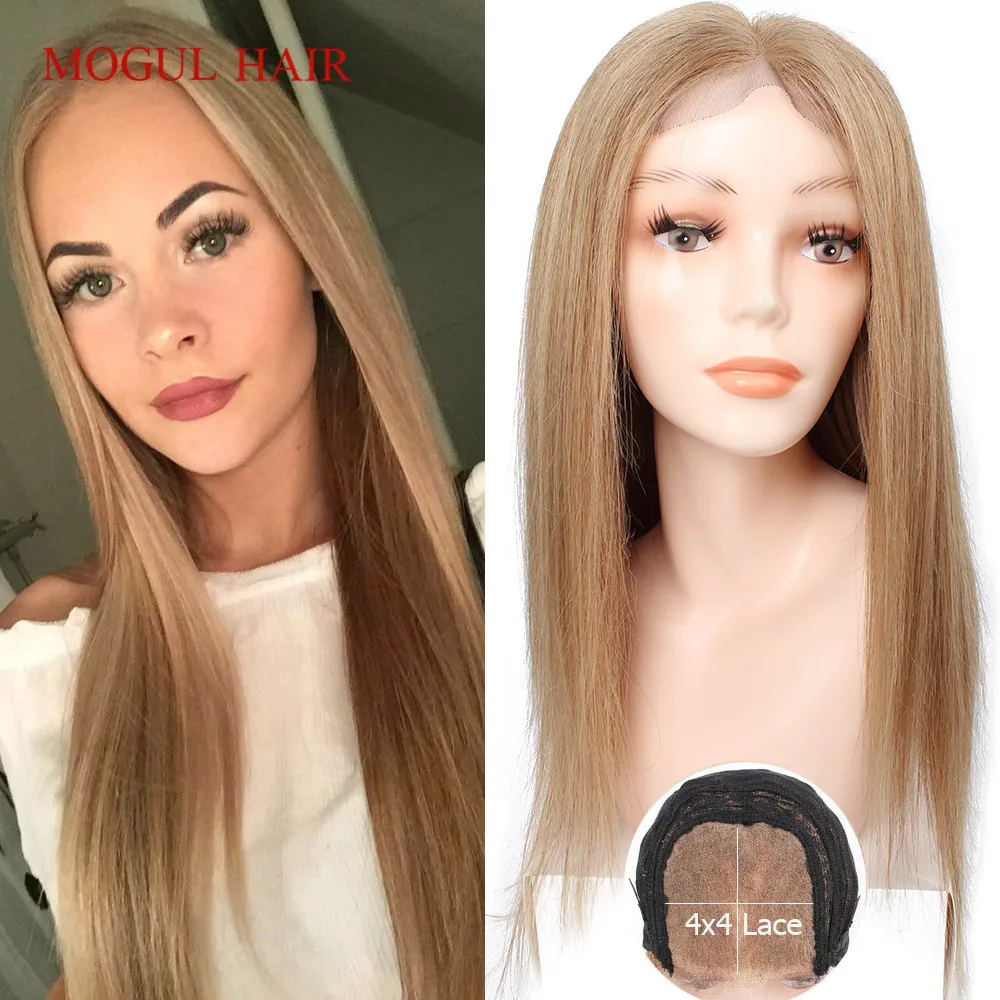 Mogul волосы 4x4 кружевной парик качество Remy человеческие #8 пепепельный блонд прямой