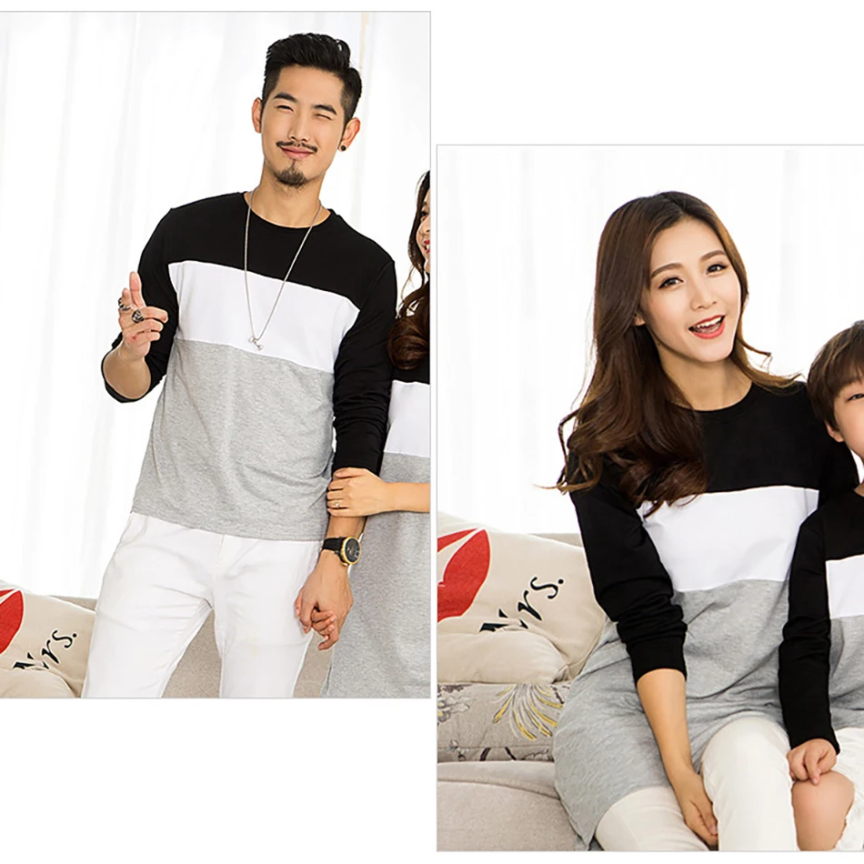 Family pajamas Look Mother and Daughter Matching Clothes 2 Colors Patchwork stripe Family Hooides Family Matching Clothes