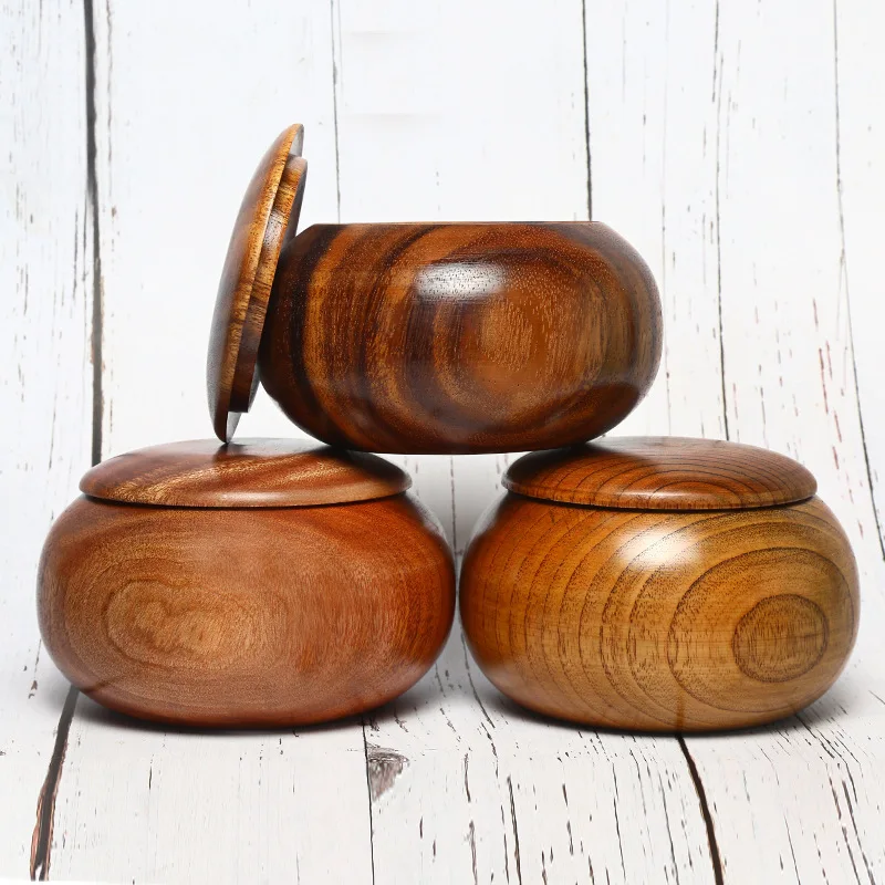 

Retro Wooden Storage Jar gobang box Solid wood Go jar