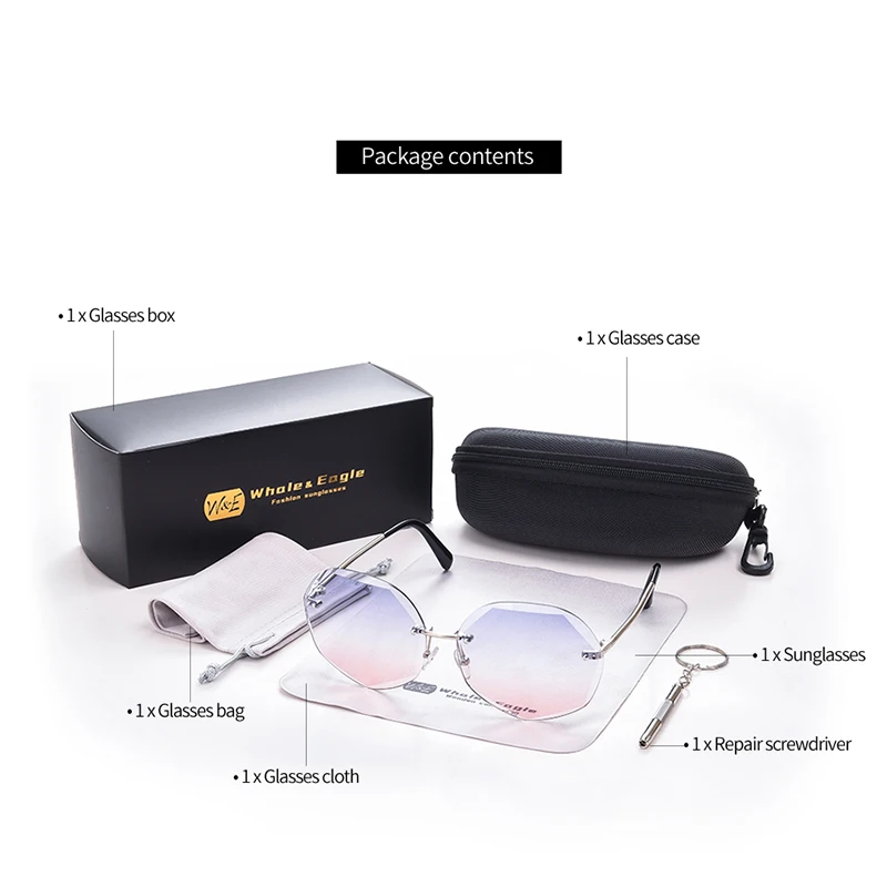 Женские солнцезащитные очки W &amp E без оправы с градиентной текстурой и