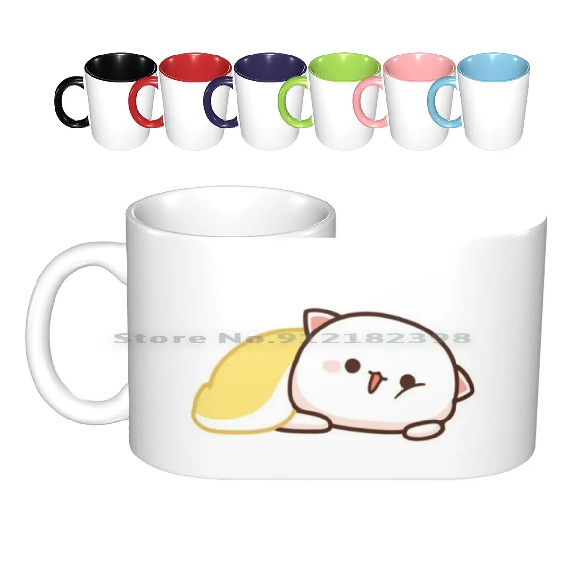 

Peach And Goma Mochi Cat Lazy Ceramic Mugs Coffee Cups Milk Tea Mug Peach Cat Goma Mochi Cat Kitty Cute Romantic Kawaii