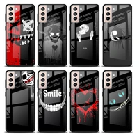 smile skeleton devil tempered glass cover for samsung galaxy s21 plus ultra m21 m31 m51 a52 a72 phone case coque