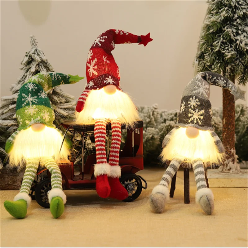 

LED Luminous Faceless Forest Old Man Elf Doll Merry Christmas Table Ornament Navidad Gnome Plush Doll New Year Christmas Gift