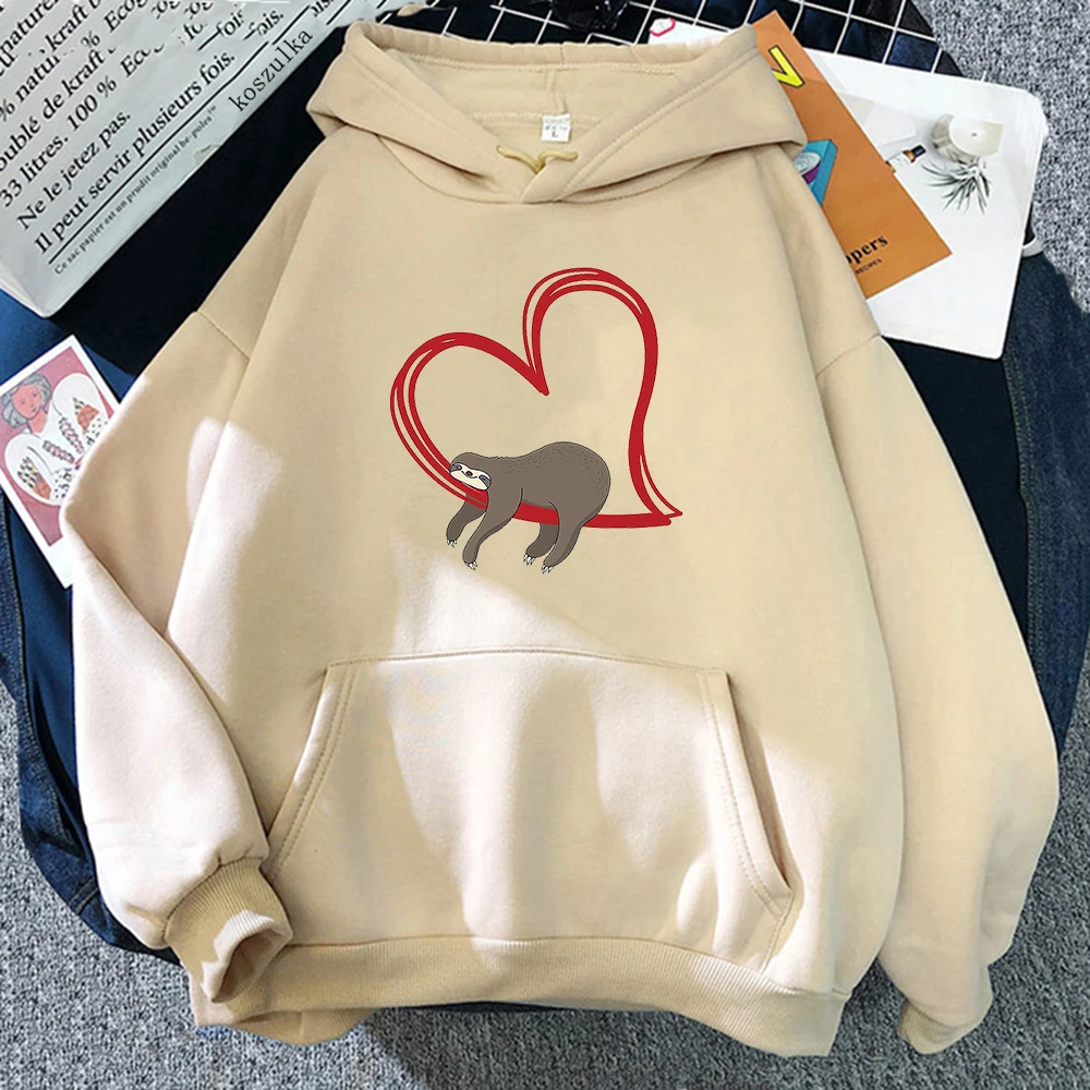 

Anime Heart Sloth Hoodies Winter Women Tops Cartoon Graphic Aesthetic Clothes for Teens Harajuku Sweatshirts Vintage Loose Hoody