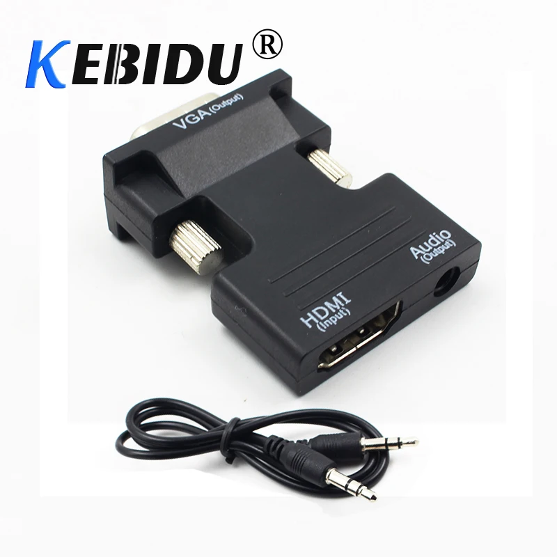 

HDMI-compatible Female to VGA Male Converter Audio Adapter HDMI-compatible Input VGA Signal Audio Output Convertor +Audio Cable