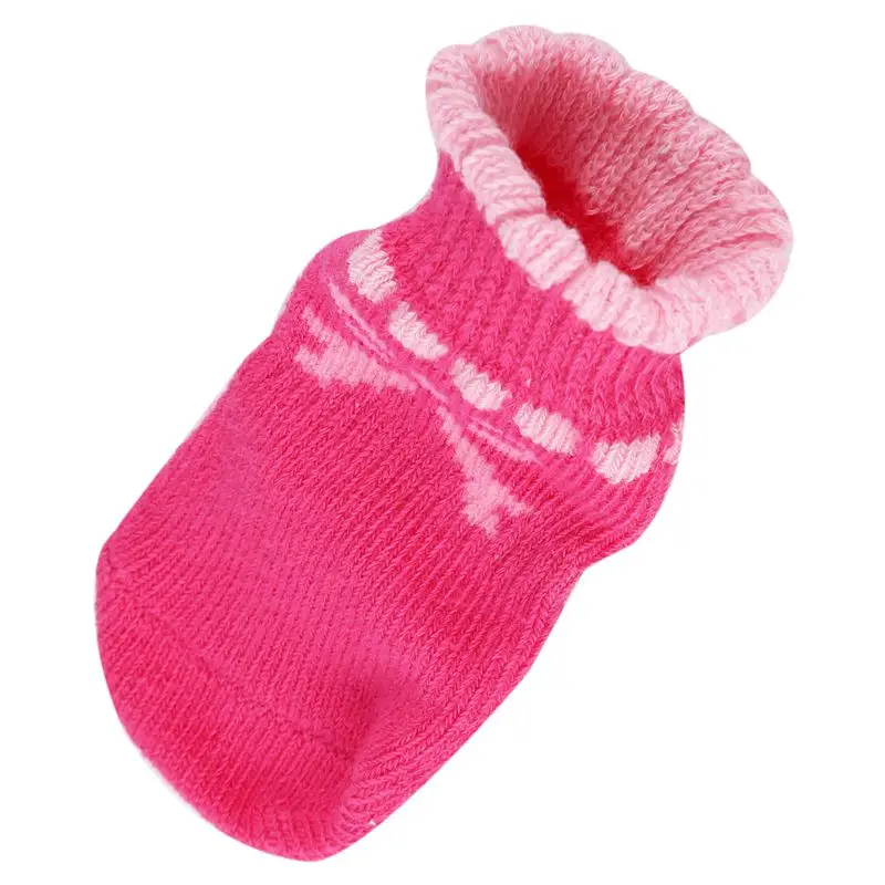 New-Pet Puppy Dog Bowknot Cotton Socks Anti-Slip Paw Protectors 4pcs/set Pink | Дом и сад