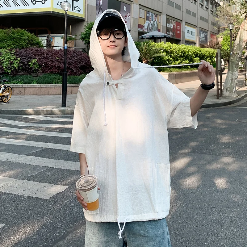 Футболка BXyichen в стиле Харадзюку/порта свободная футболка с капюшоном и ремешком