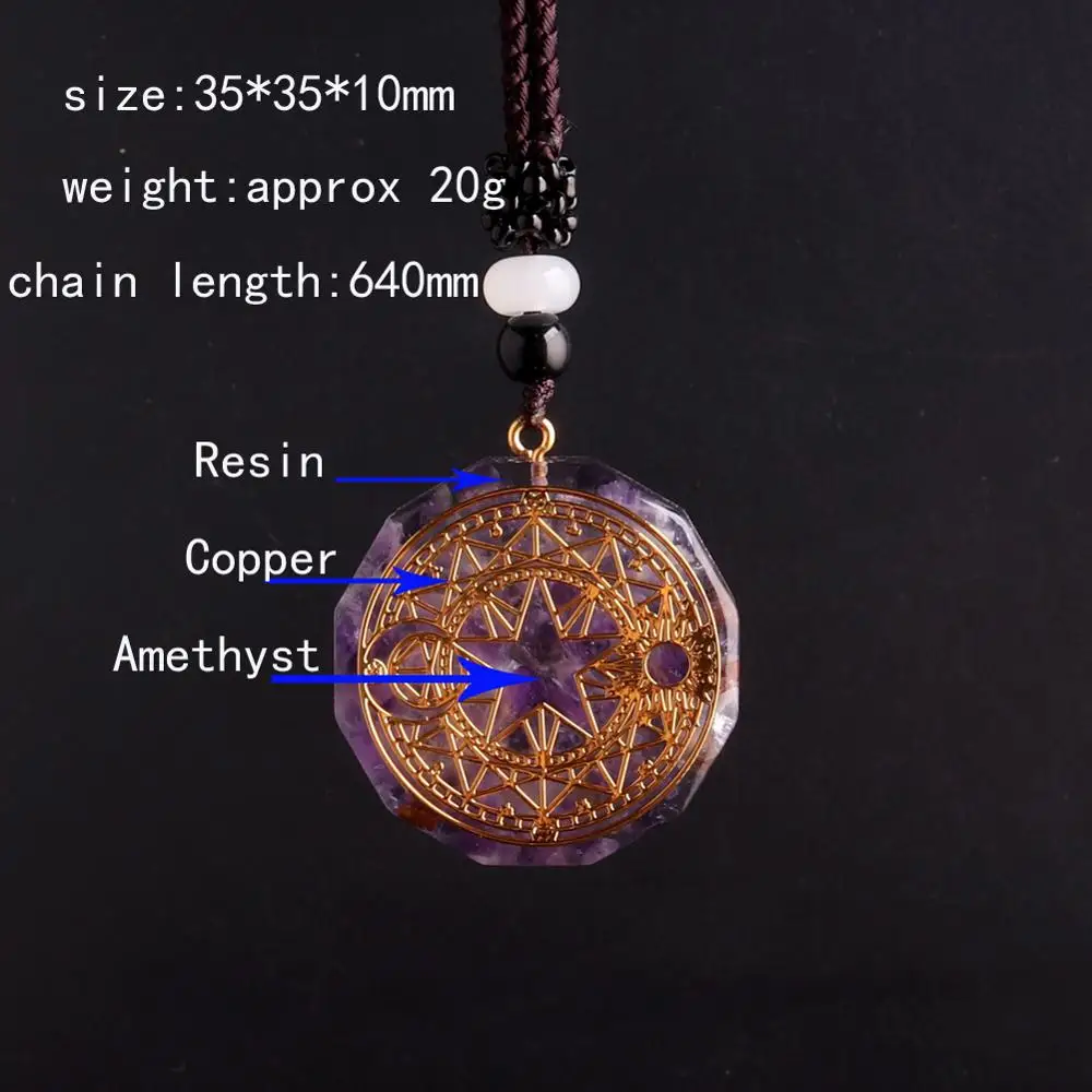 

6 шт. чакра рейки ОРГОН энергия кулон ожерелье натуральный камень аметисты Исцеление маятника радиестезия ювелирные изделия ожерелья