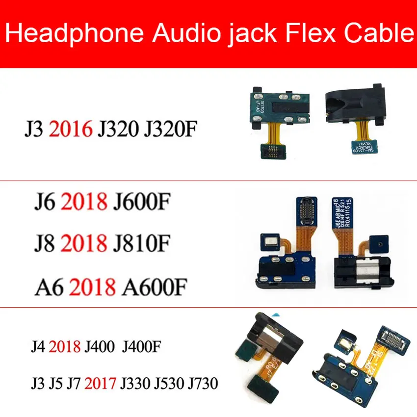Гибкий кабель для наушников Samsung Galaxy J3 J4 J5 J7 J330 J530 J730 J400F J6 J8 A6 2016 2017 2018 J320 J320F J400 -