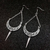gothic hollow moon wizard magic circle long rivet large pendant earrings feminine unique earrings gift