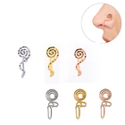 Новинка 2021, кольцо в форме спирали для носа, кольцо в форме быка золотого и серебряного цвета, этнические клипсы, серьги-каффы для носа, ювелирные изделия для тела