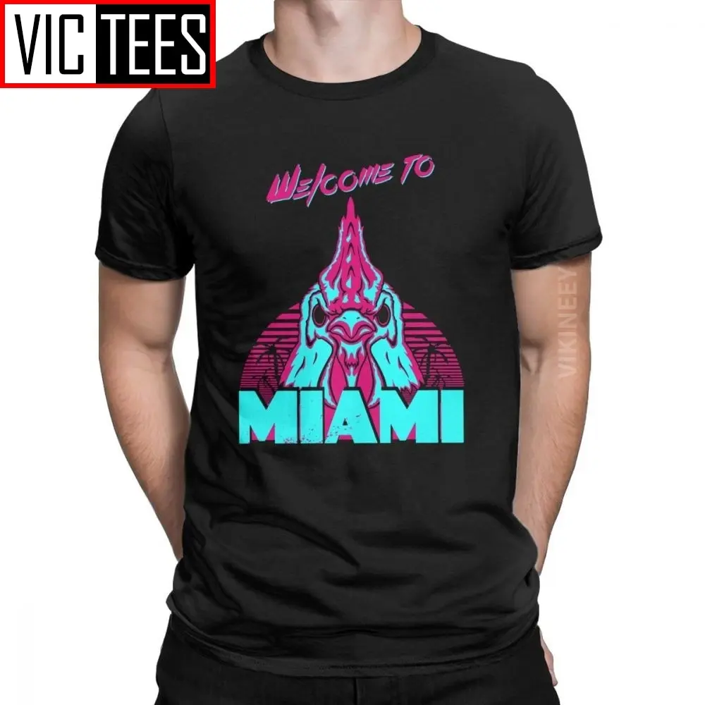 Novelty Hotline Miami Welcome To Miami Richard Tshirt for Men 100 Percent Cotton T Shirt 3D Print Camisas Hombre Oversized