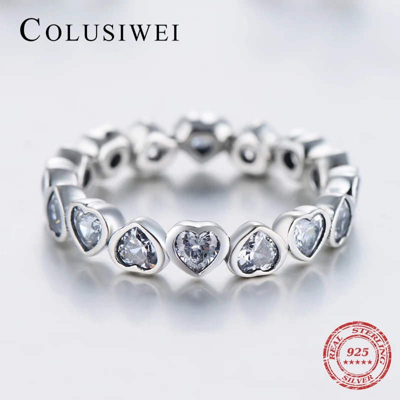 Кольцо с имитацией кольца кольцо из серебра 925 пробы кубическим цирконием вечное